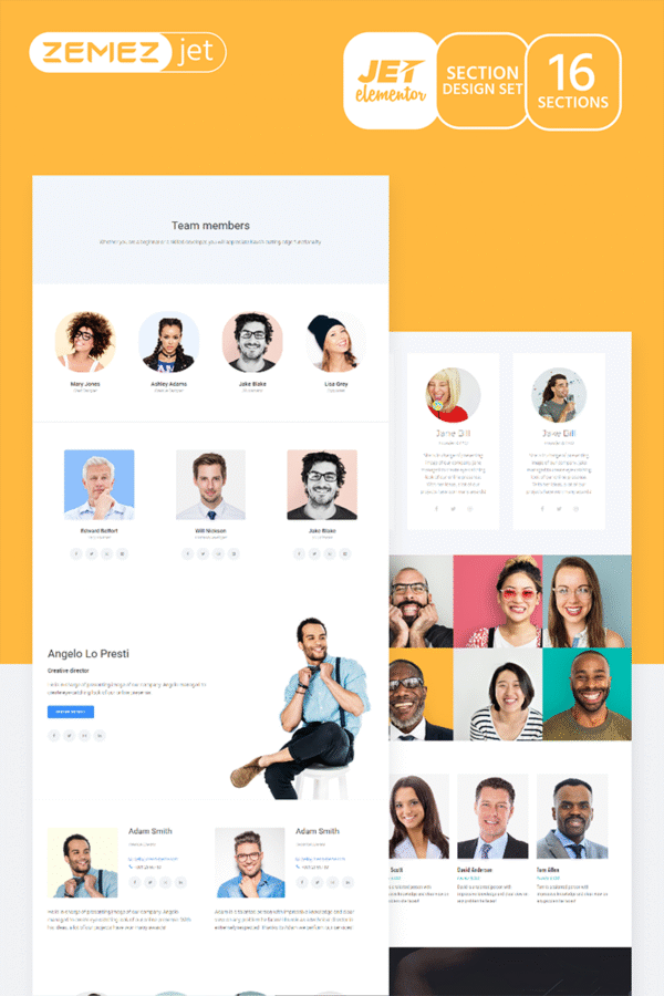 Staffer – Team Members Jet Sections Elementor Template Elementor Kit