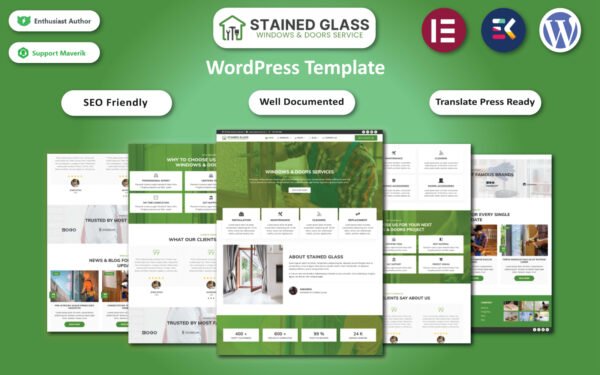 Stained Glass – Windows & Doors Services WordPress Template WordPress Theme