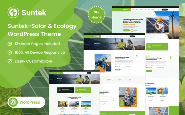 Suntek – Solar Renewable Energy Responsive WordPress Theme