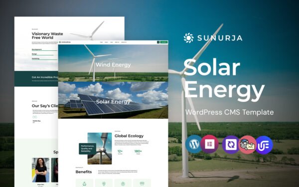 Sunurja – Solar Panels And Renewable Energy WordPress Elementor Theme WordPress Theme