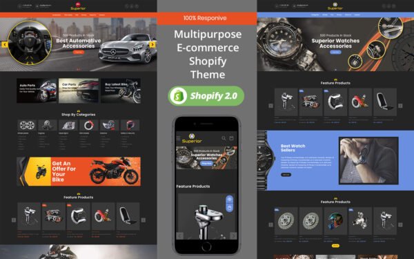 Superior Car Auto – Jewellery Watch Black Theme Shopify OS 2.0 Shopify Theme