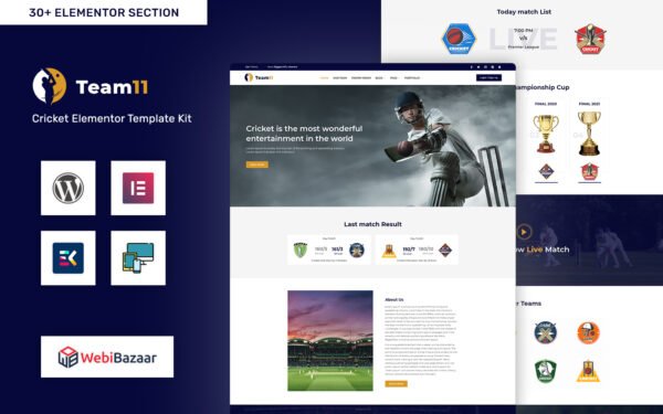 Team11 – Cricket Responsive Website WordPress Elementor Theme WordPress Theme