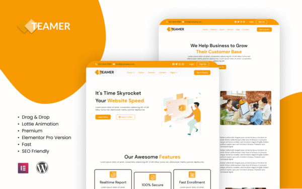 Teamer – A Digital Agency Elementor Template Kit Elementor Kit