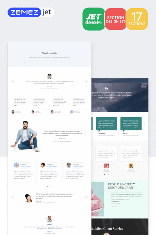 Testiz – Testimonials Jet Sections Elementor Template Elementor Kit