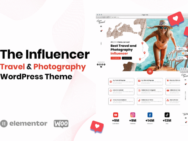 The Influencer – travel and photography wordpres and woocommerce elementor theme WordPress Theme