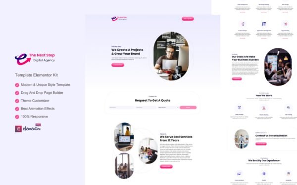 The Next Step – Digital Agency Ready to use Elementor Template Elementor Kit
