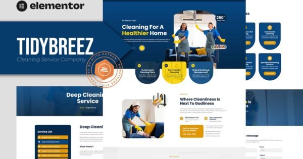Tidybreez – Cleaning Service Company Elementor Template Kit