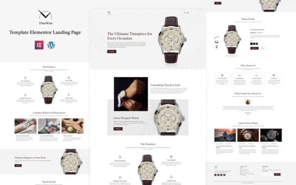 TimeWise – Watch store & Repair Service Elementor Landing page Elementor Kit