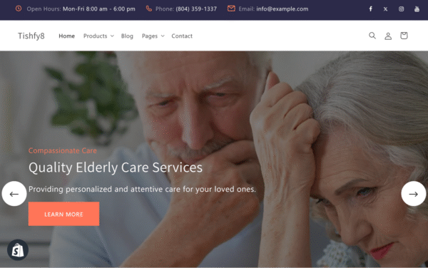 Tishfy8 – Elderly Care Shopify 2.0 Theme Shopify Theme