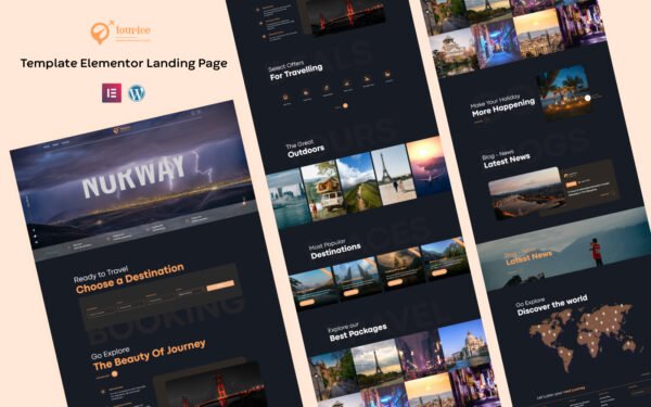 Tourice – Tour and Travels elementor landing page Elementor Kit
