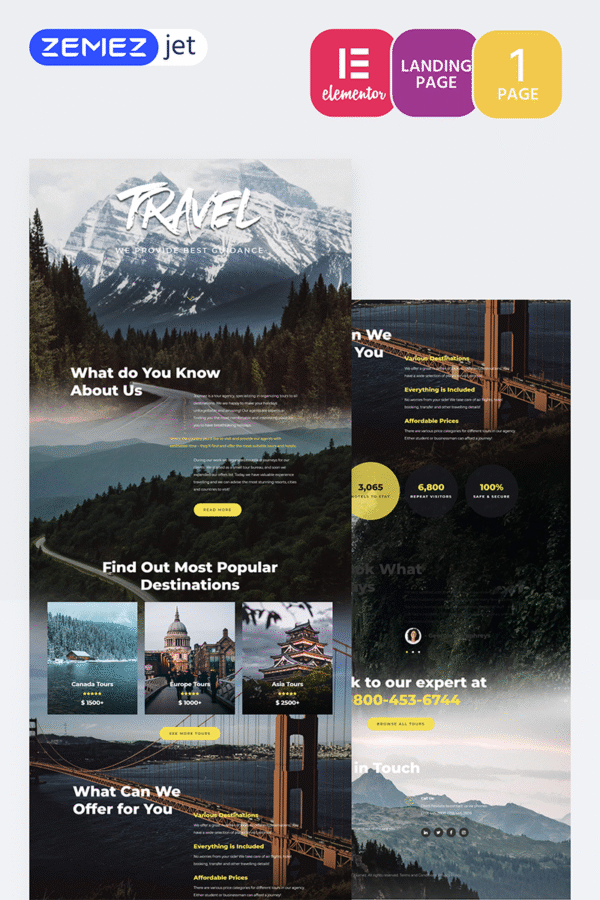 Tournet – Travel Agency Elementor Kit
