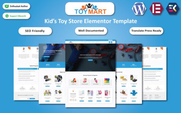 Toy Mart – Kid’s Toy Store WordPress Elementor Template WordPress Theme