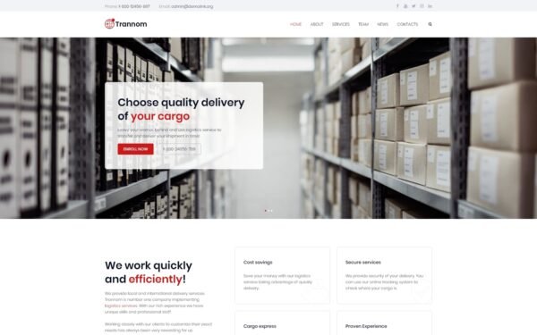 Trannom – Logistics Multipurpose Minimal WordPress Elementor Theme WordPress Theme