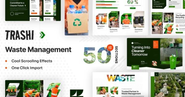 Trashi – Waste Management & Recycling Elementor Pro Template Kit