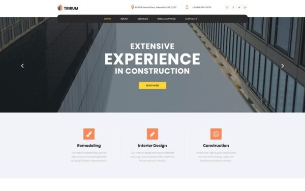 Trirum – Construction Multipurpose Modern WordPress Elementor Theme WordPress Theme