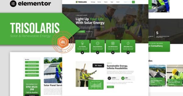 Trisolaris – Solar & Renewable Energy Elementor Template Kit