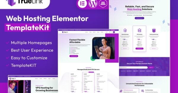 TrueLink – Web Hosting Elementor Template Kit