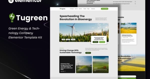 Tugreen – Green Energy & Technology Company Elementor Template Kit