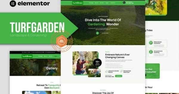 Turfgarden – Landscape & Gardening Elementor Template Kit