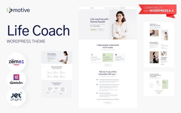 UpMotive – Life Coach WordPress Elementor Theme WordPress Theme