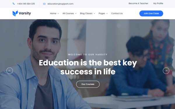 Varsity – School, College, University, Coaching, LMS, and Online Course Educational WordPress Theme