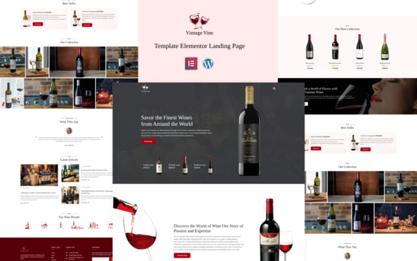 Vintage Vine – Wine shop and Vineyard Elementor Landing page Elementor Kit