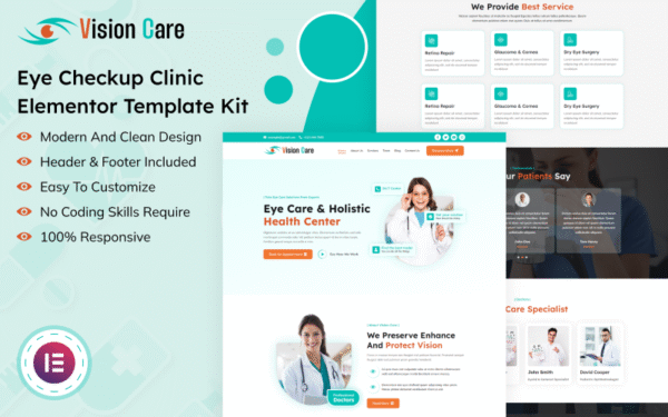 Vision Care – Eye Checkup Clinic Elementor Template Kit Elementor Kit