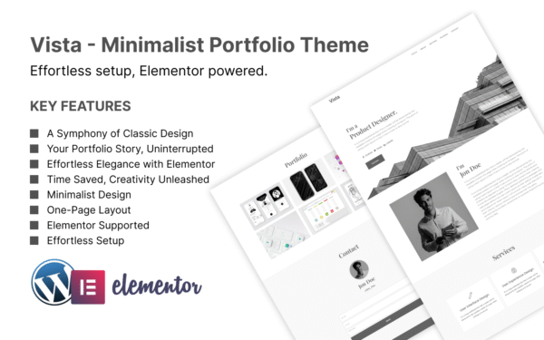 Vista – Minimalist Portfolio Theme WordPress Theme