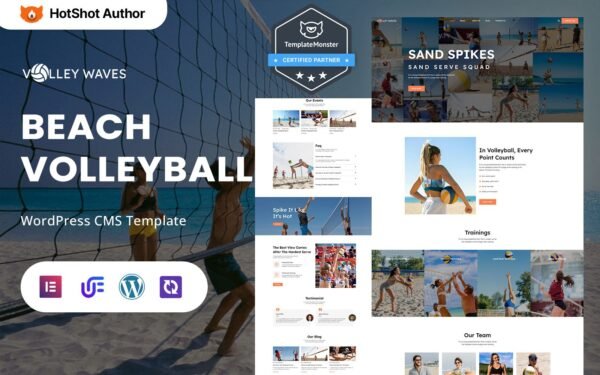 Volley Waves – Beach Volleyball Club, Academy And Coaching WordPress Elementor Theme WordPress Theme