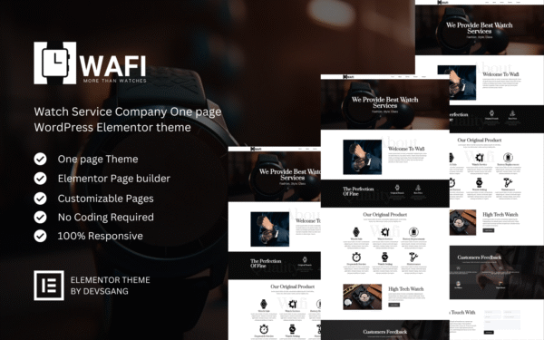 Wafi – A Minimal & Clean Watch Service Company Wordpress Theme WordPress Theme