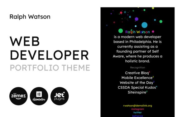 Web Portfolio – Minimalistic Web Developer Portfolio Template WordPress Theme