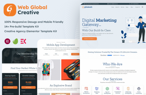 WebGlobal – Digital Marketing, Web Development, Creative Elementor Template Kit Elementor Kit