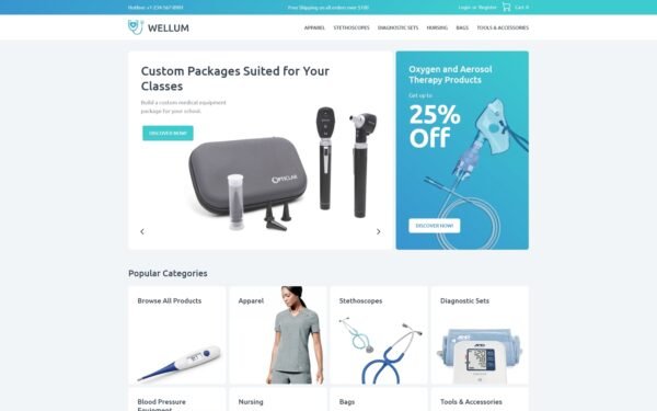 Wellum – Medical ECommerce Classic Elementor WooCommerce Theme