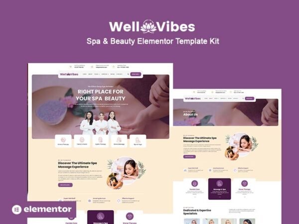 Wellvibes – Spa & Beauty Elementor Template Kit Elementor Kit