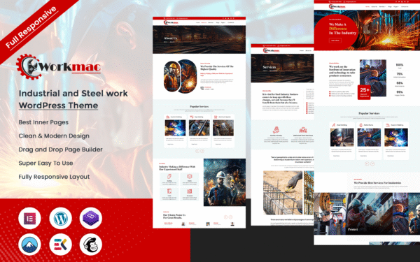 Workmac – Industrial and Steel work WordPress Theme