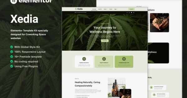 Xedia – Medical Marijuana Elementor Template Kit