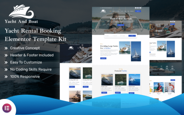 Yacht And Boat – Yatch Rental Booking Elementor Template Kit Elementor Kit