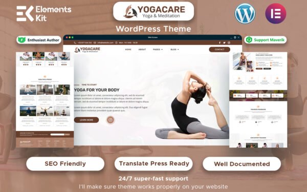 Yoga Care – Yoga & Meditation WordPress Elementor Template WordPress Theme