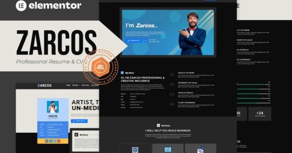 Zarcos – Professional Resume & CV Elementor Template Kit