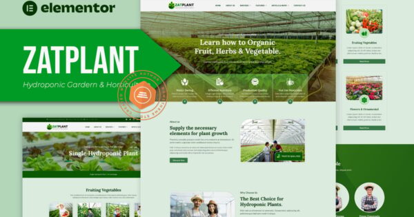 Zatplant – Hydroponic Garden and Horticulture Elementor Template Kit