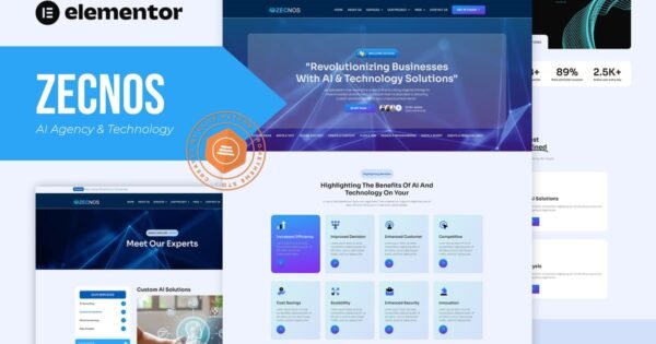 Zecnos – AI Agency & Technology Elementor Template Kit