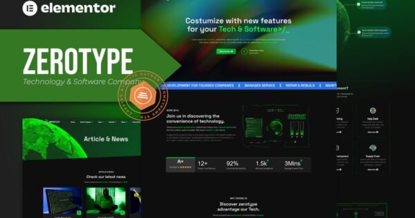 Zerotype – Technology & Software Company Elementor Template Kit
