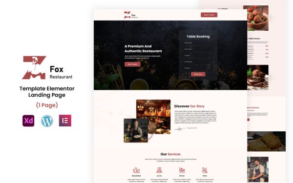 ZFox Restaurant – Food Business Ready to Use Elementor Template Elementor Kit